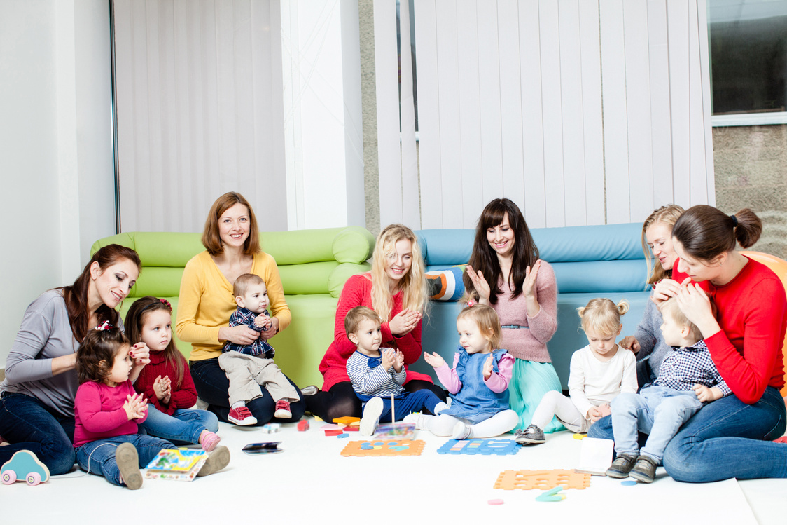 Mothers and Children Playing at the Daycare